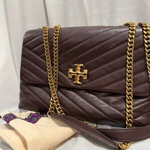 Tory Burch Burgundy Quilted Shoulder Large Bag